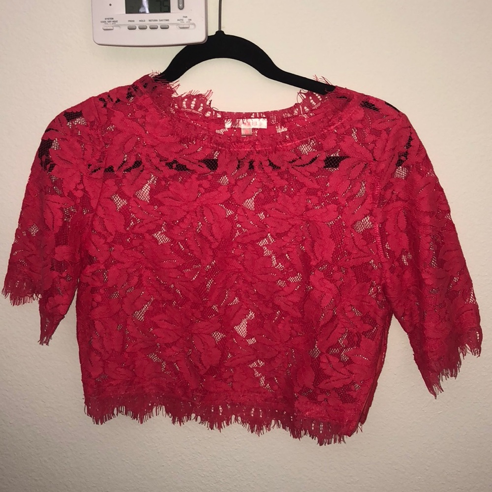 Pink lace crop top size medium